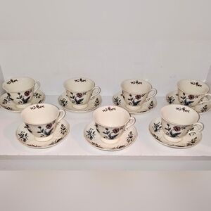 Vintage Wedgewood Williamsburg "Potpourri" Bone China Teacup&Saucer Set Of 14